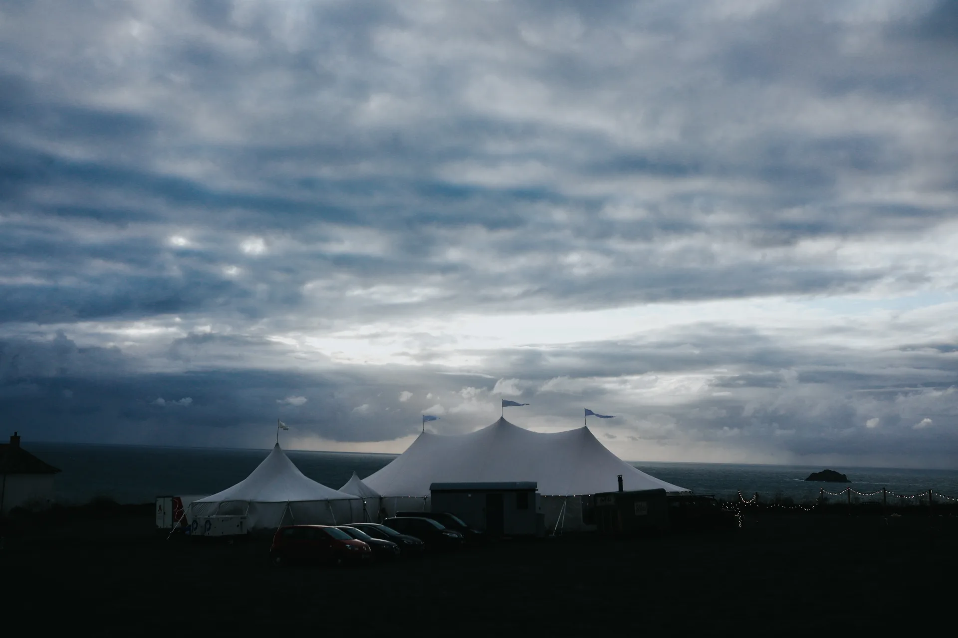 Coastal wedding marquee overlooking the sea in Kent